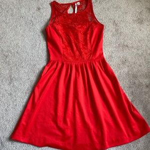 Lauren Conrad Red Semi-Laced Dress
